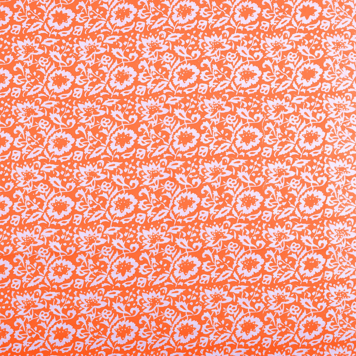 New Floral Printed Handmade Orange Fabric