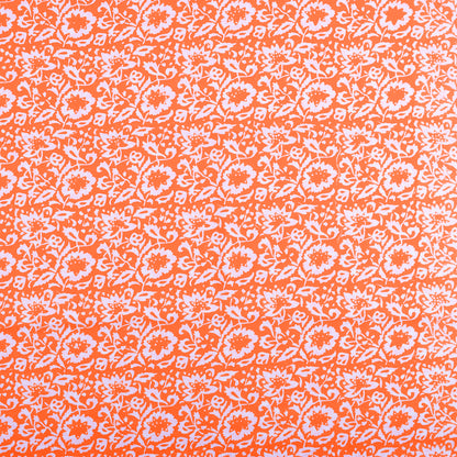 New Floral Printed Handmade Orange Fabric