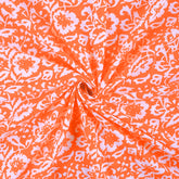 New Floral Printed Handmade Orange Fabric