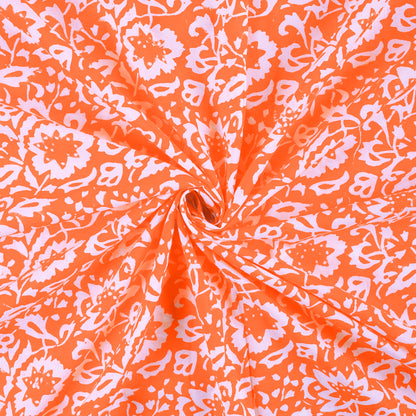 New Floral Printed Handmade Orange Fabric