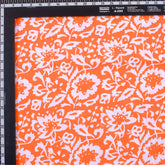 New Floral Printed Handmade Orange Fabric