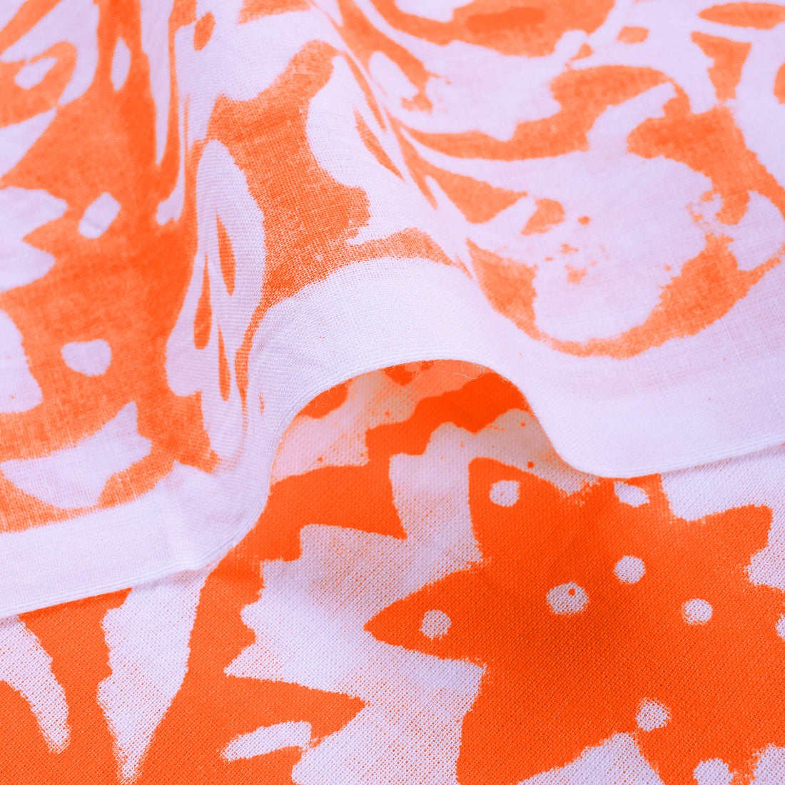 New Floral Printed Handmade Orange Fabric