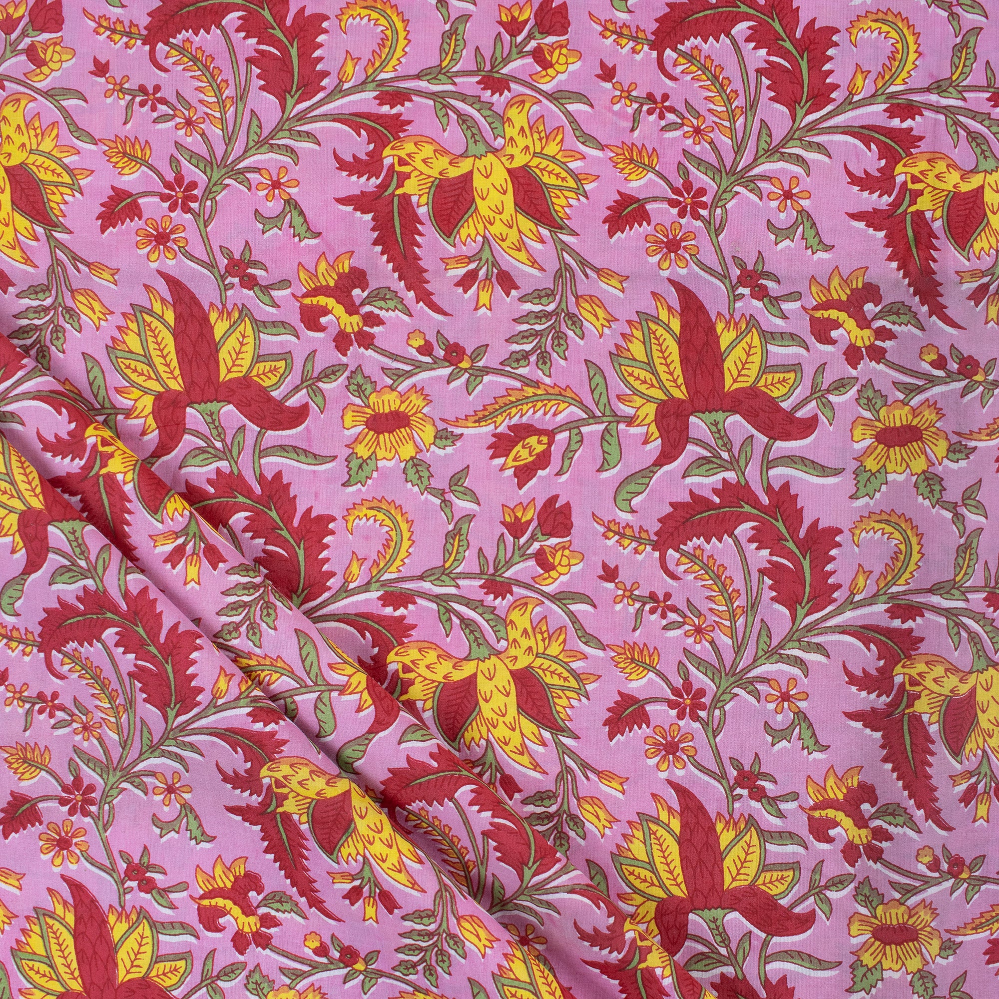 Indian Dress Making Floral Hand Block Printed Fabric