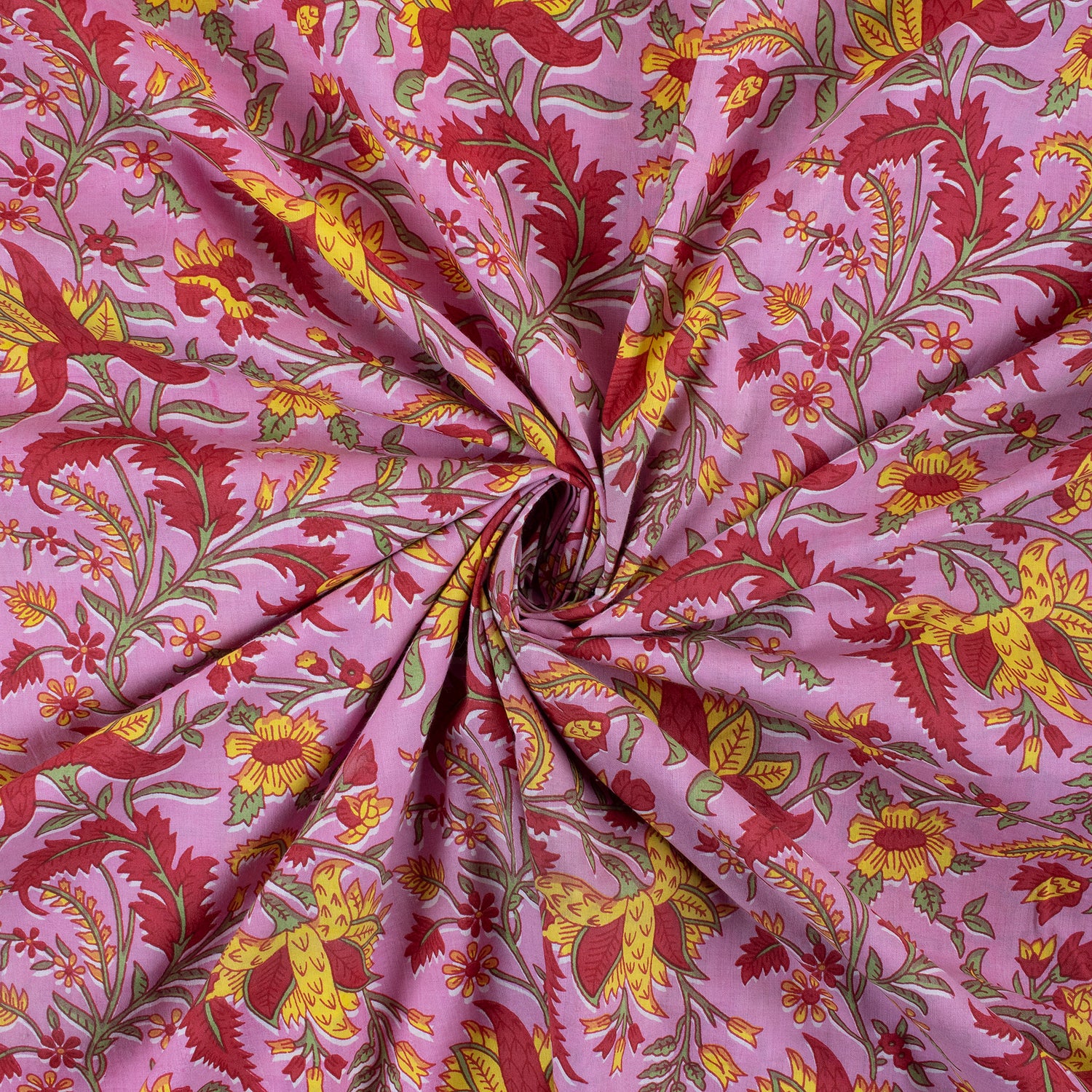 Indian Dress Making Floral Hand Block Printed Fabric