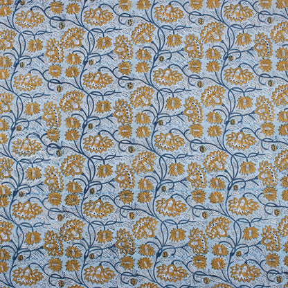 Organic Cotton Floral Jaal Hand Block Printed Fabric