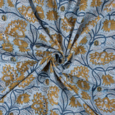 Organic Cotton Floral Jaal Hand Block Printed Fabric