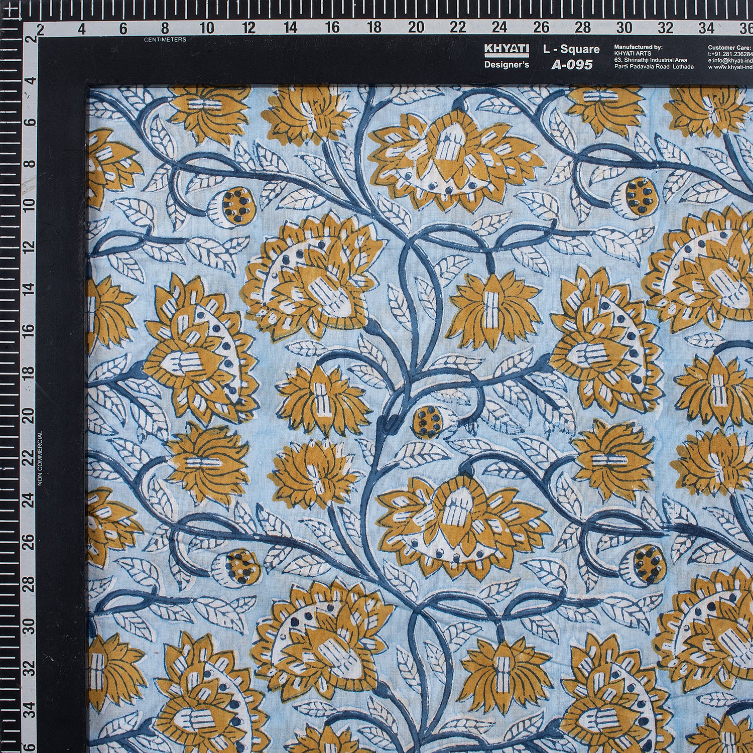 Organic Cotton Floral Jaal Hand Block Printed Fabric