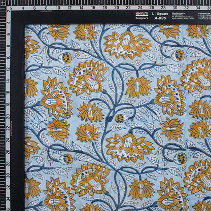 Organic Cotton Floral Jaal Hand Block Printed Fabric