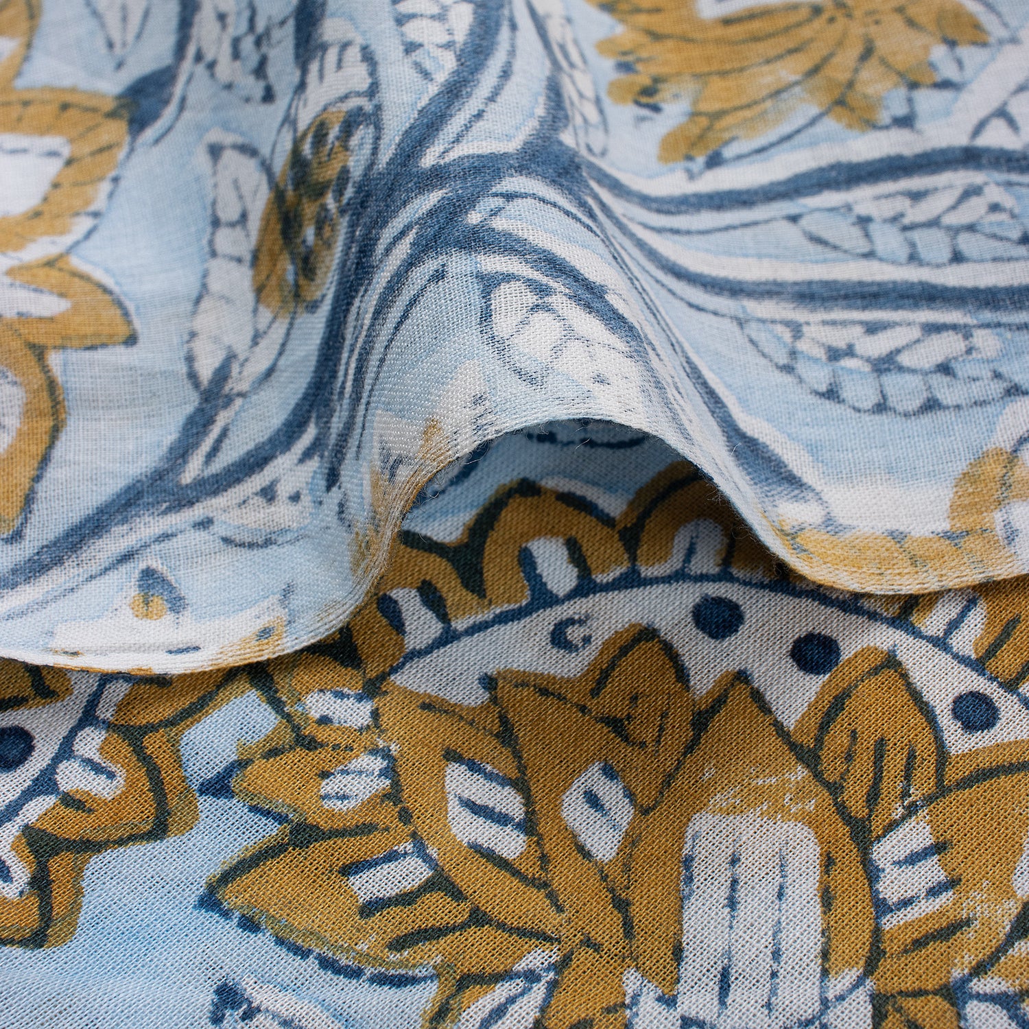 Organic Cotton Floral Jaal Hand Block Printed Fabric