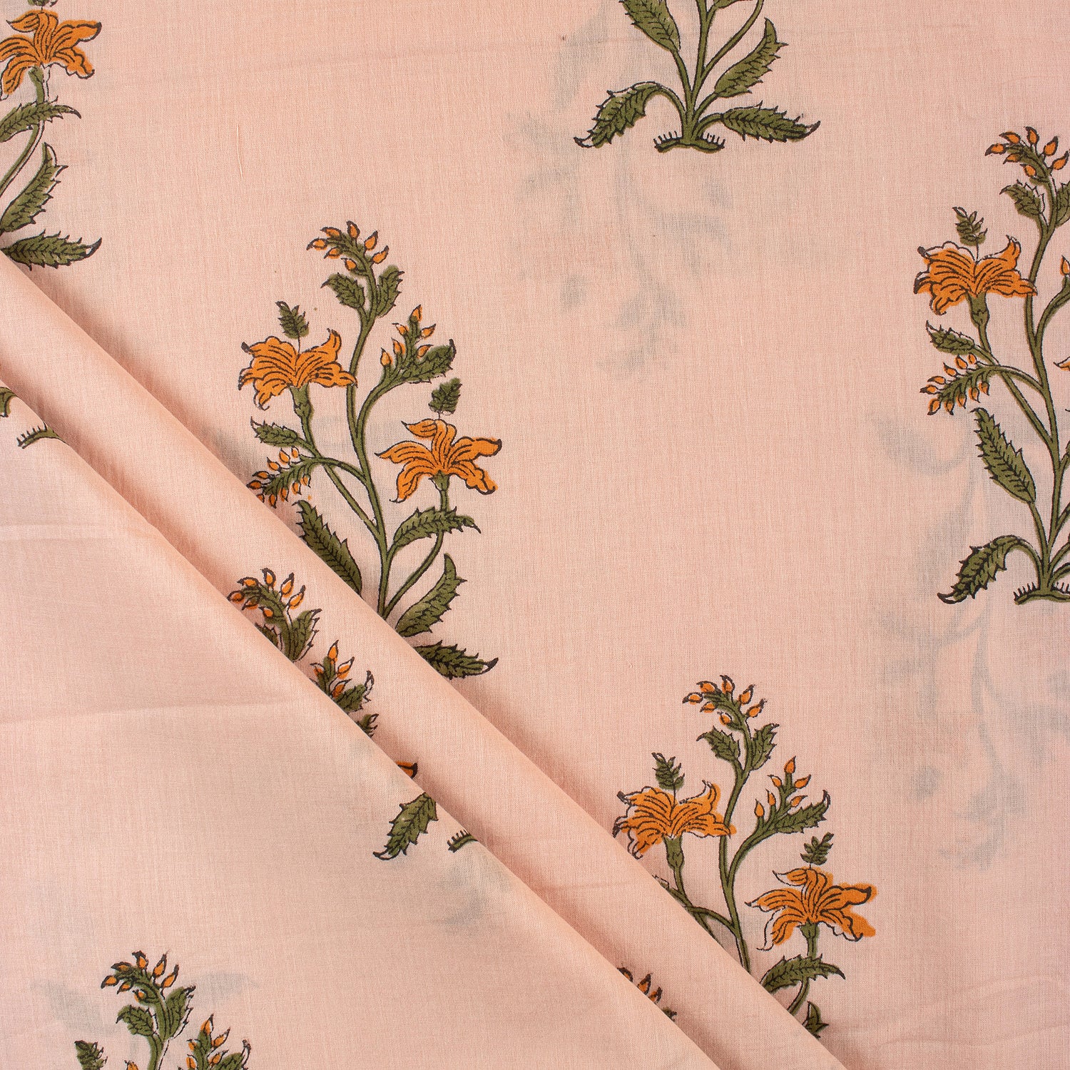 Pure Cotton Hand Block boota Printed Indian Fabric