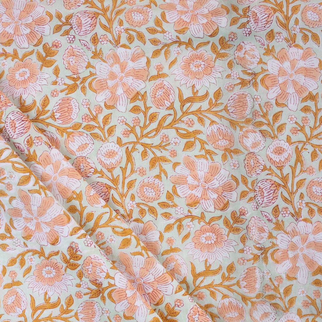 Trendy Hand Block Printed Pink Floral Cotton Fabric