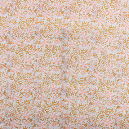 Trendy Hand Block Printed Pink Floral Cotton Fabric