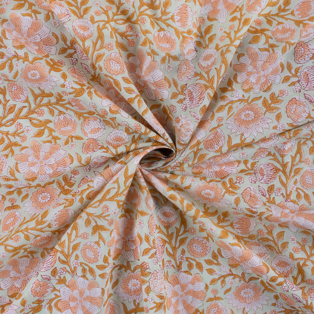 Trendy Hand Block Printed Pink Floral Cotton Fabric