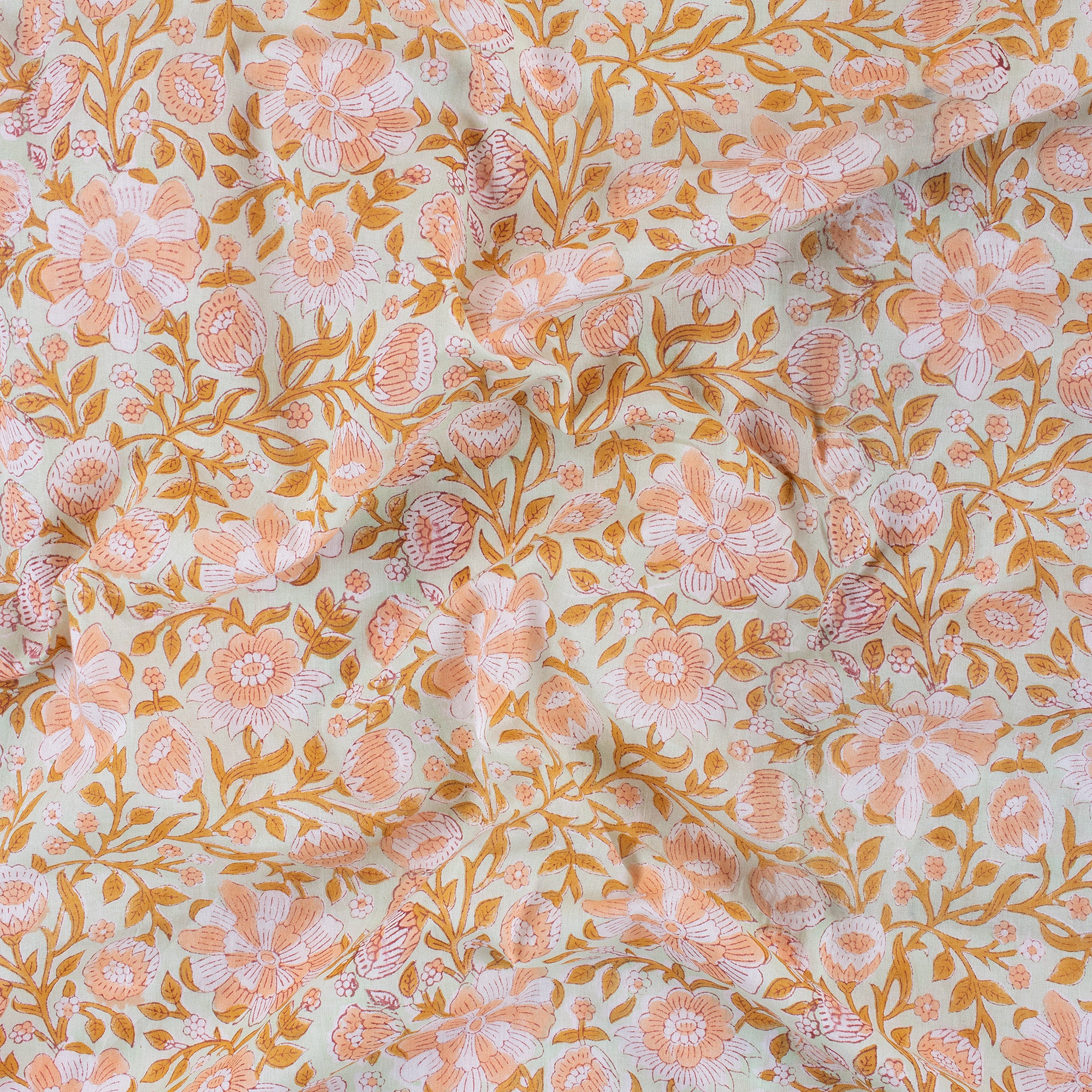 Trendy Hand Block Printed Pink Floral Cotton Fabric