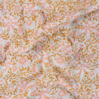 Trendy Hand Block Printed Pink Floral Cotton Fabric