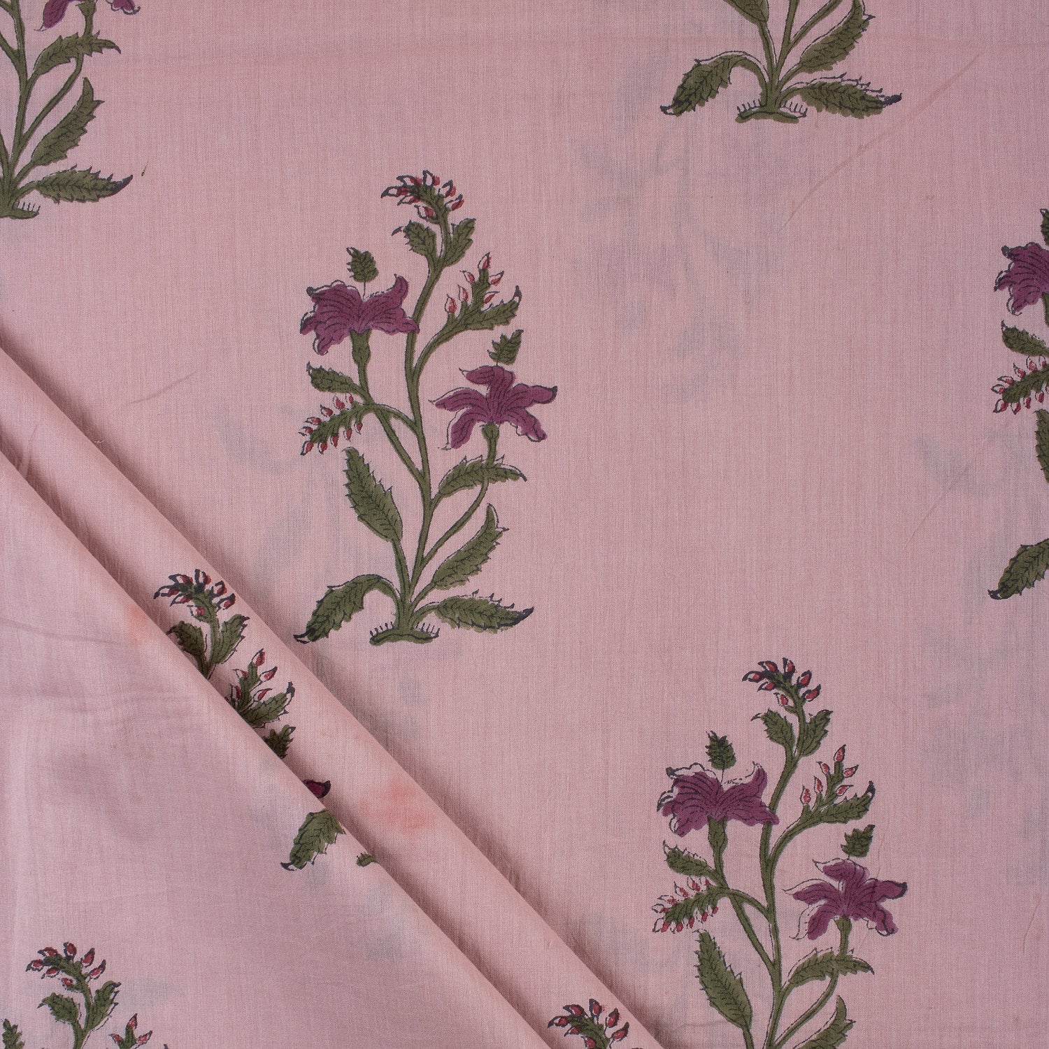 Best Hand Block Printed Red Floral Fabric for Dress