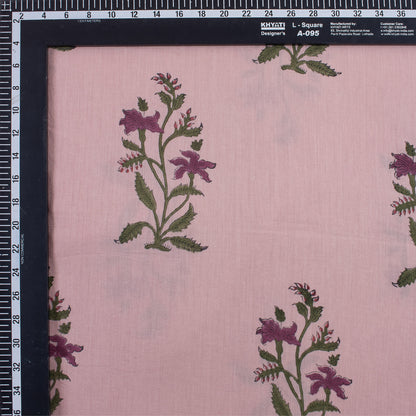 Best Hand Block Printed Red Floral Fabric for Dress