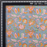 Orange Floral Hand Block Printed Fabric for Daily Wear