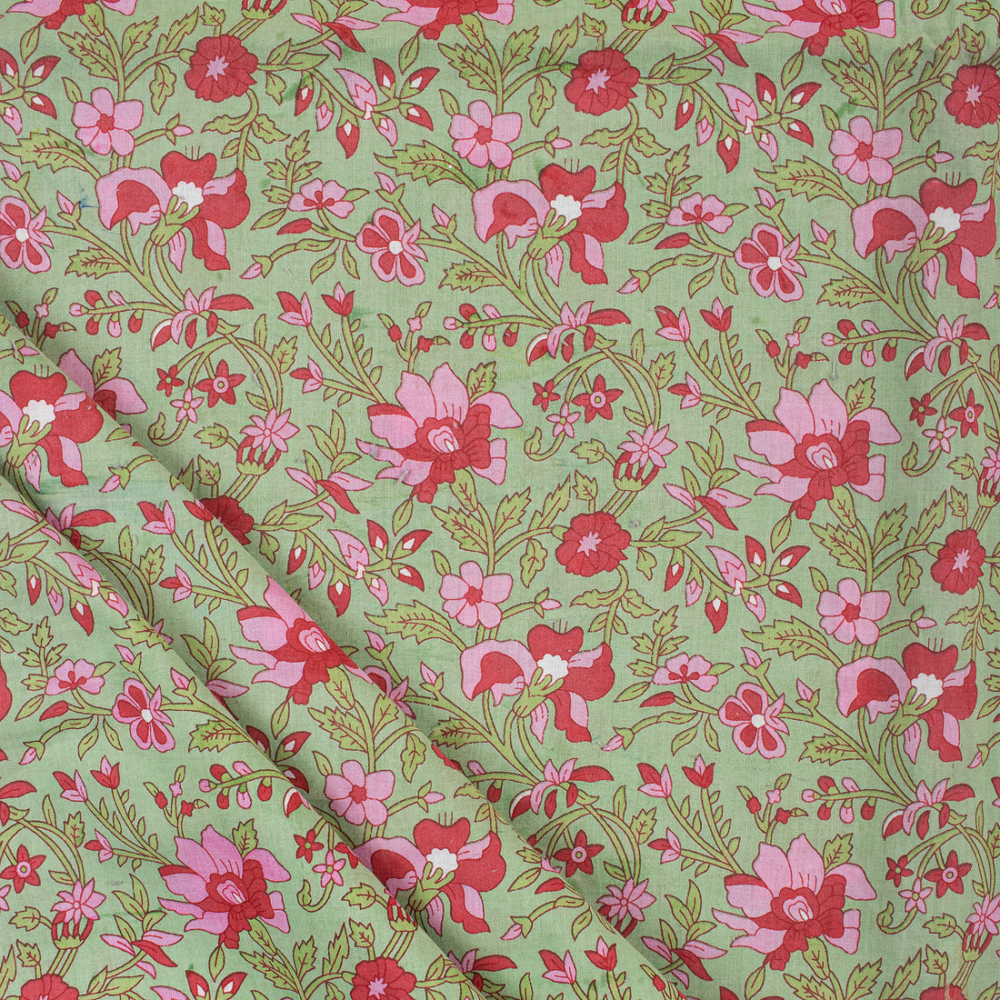 Floral Hand Block Indian Print Fabric Online