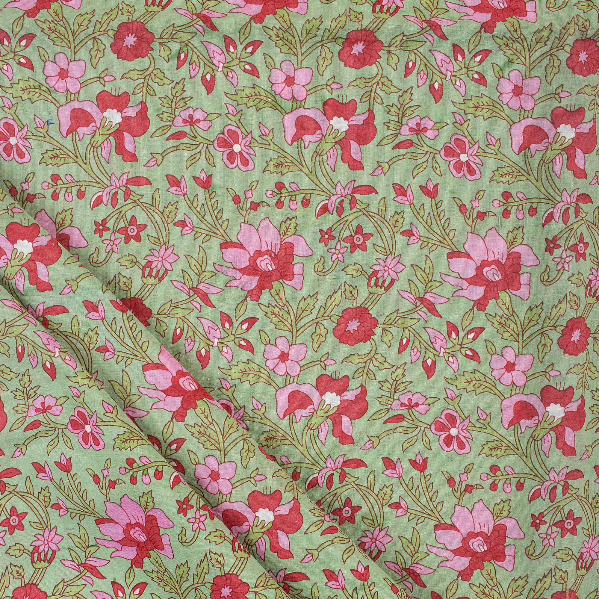 Floral Hand Block Indian Print Fabric Online