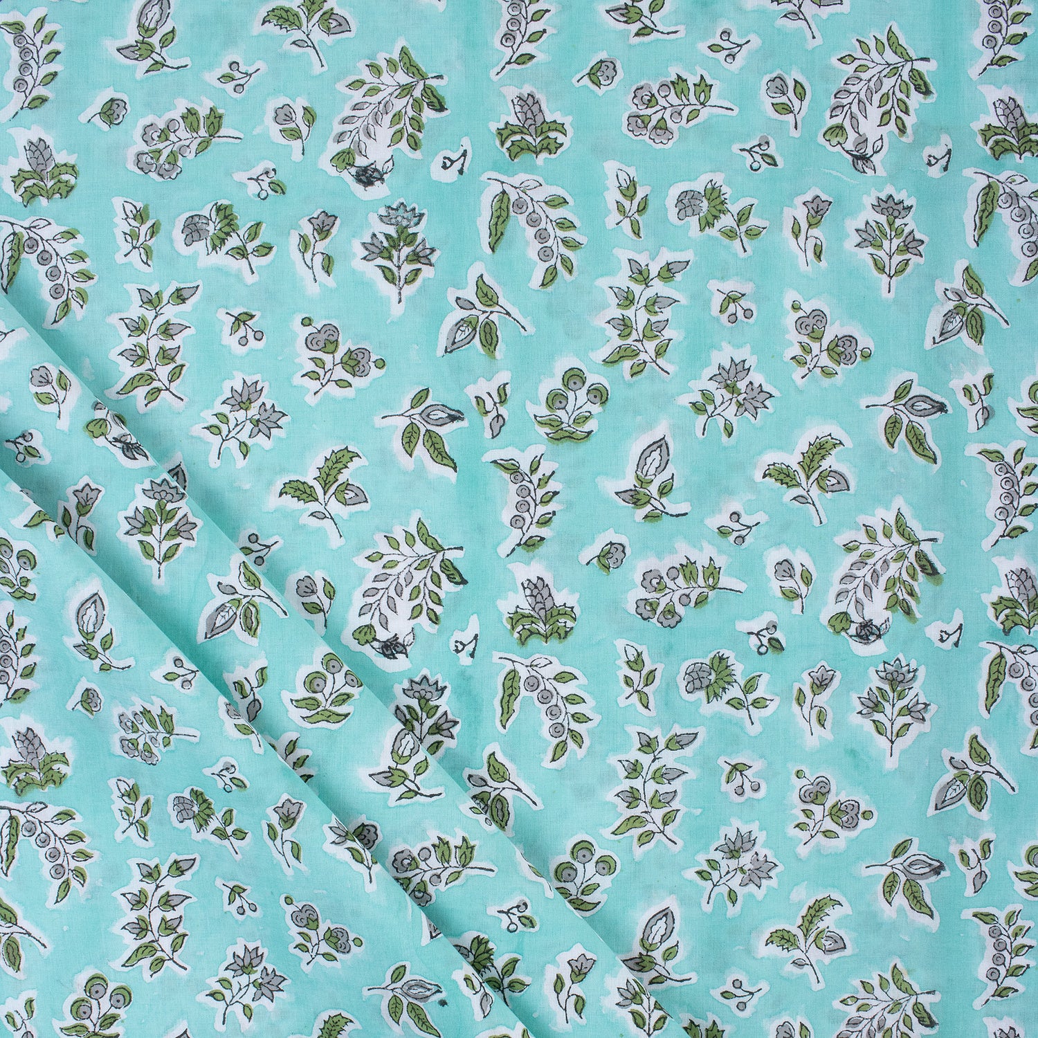 Leaf Indian Hand Block Printed Fabric by Yard