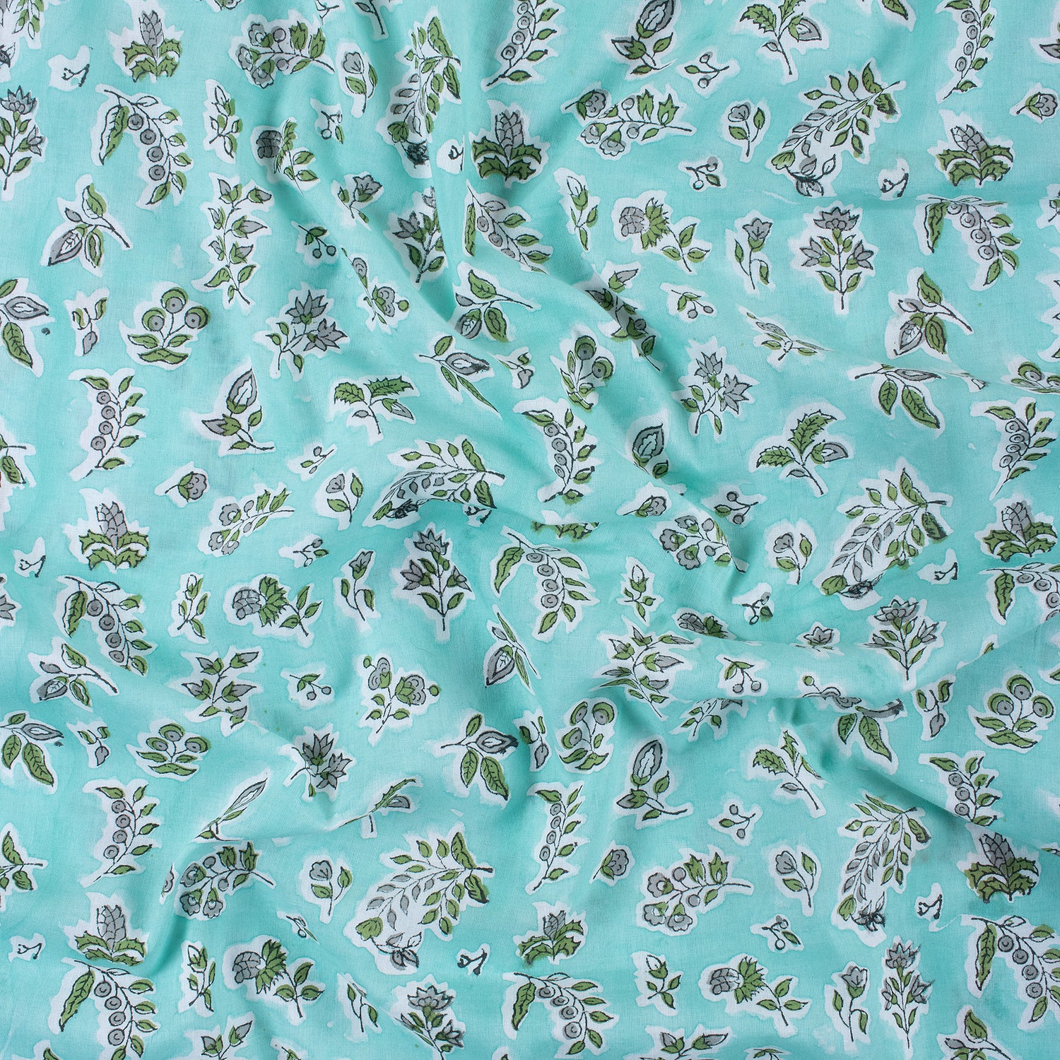 Leaf Indian Hand Block Printed Fabric by Yard