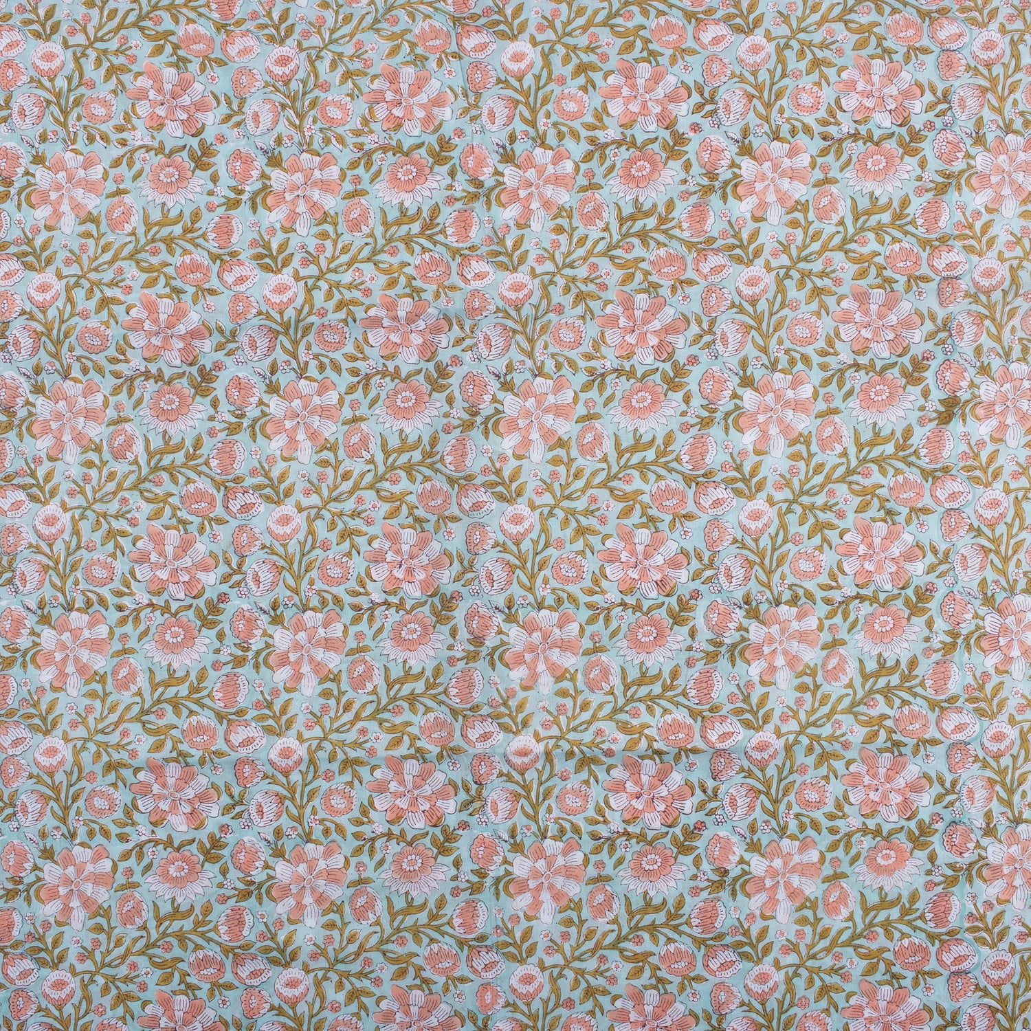Multi Floral Handmde Printed Cotton Fabric