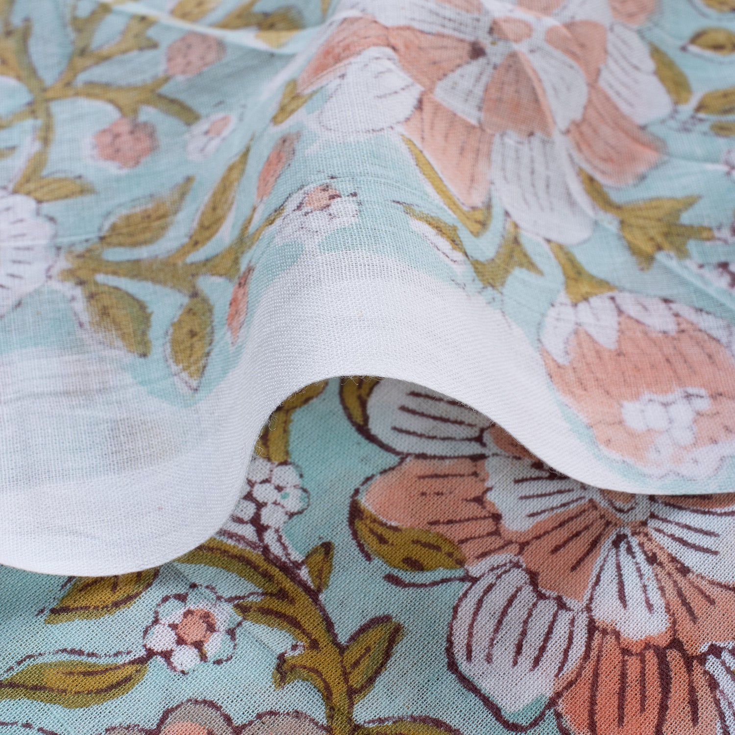 Multi Floral Handmde Printed Cotton Fabric