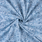 Blue Floral Block Printed Cotton Fabric