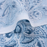 Blue Floral Block Printed Cotton Fabric