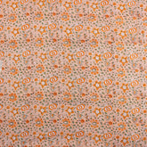 Decorative Orange Floral Hand Block Printed Fabric