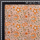 Decorative Orange Floral Hand Block Printed Fabric