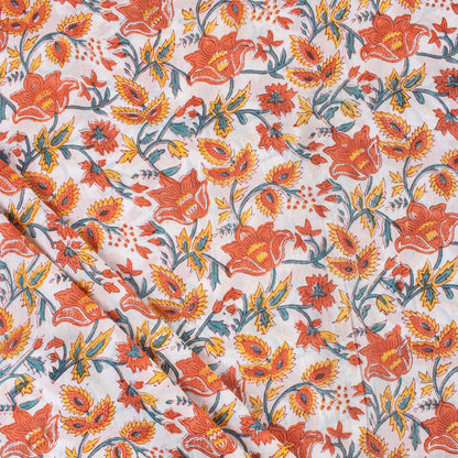 Premium Floral Hand Block Printed Pure Cotton Fabric