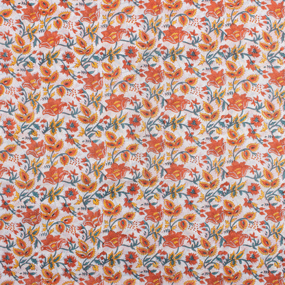 Premium Floral Hand Block Printed Pure Cotton Fabric