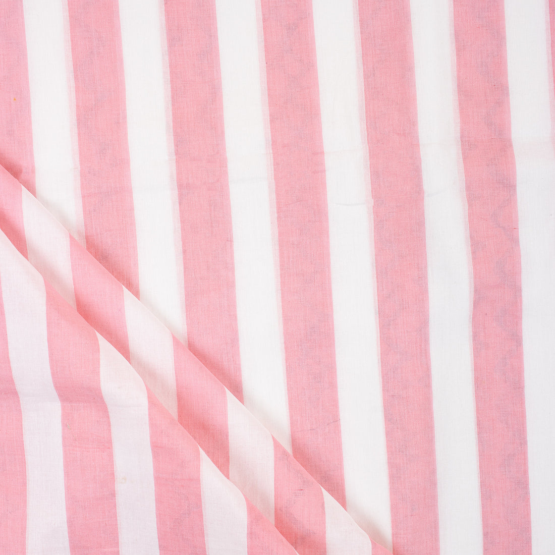 Indian Pink Stripe Hand Block Printed Running Fabric