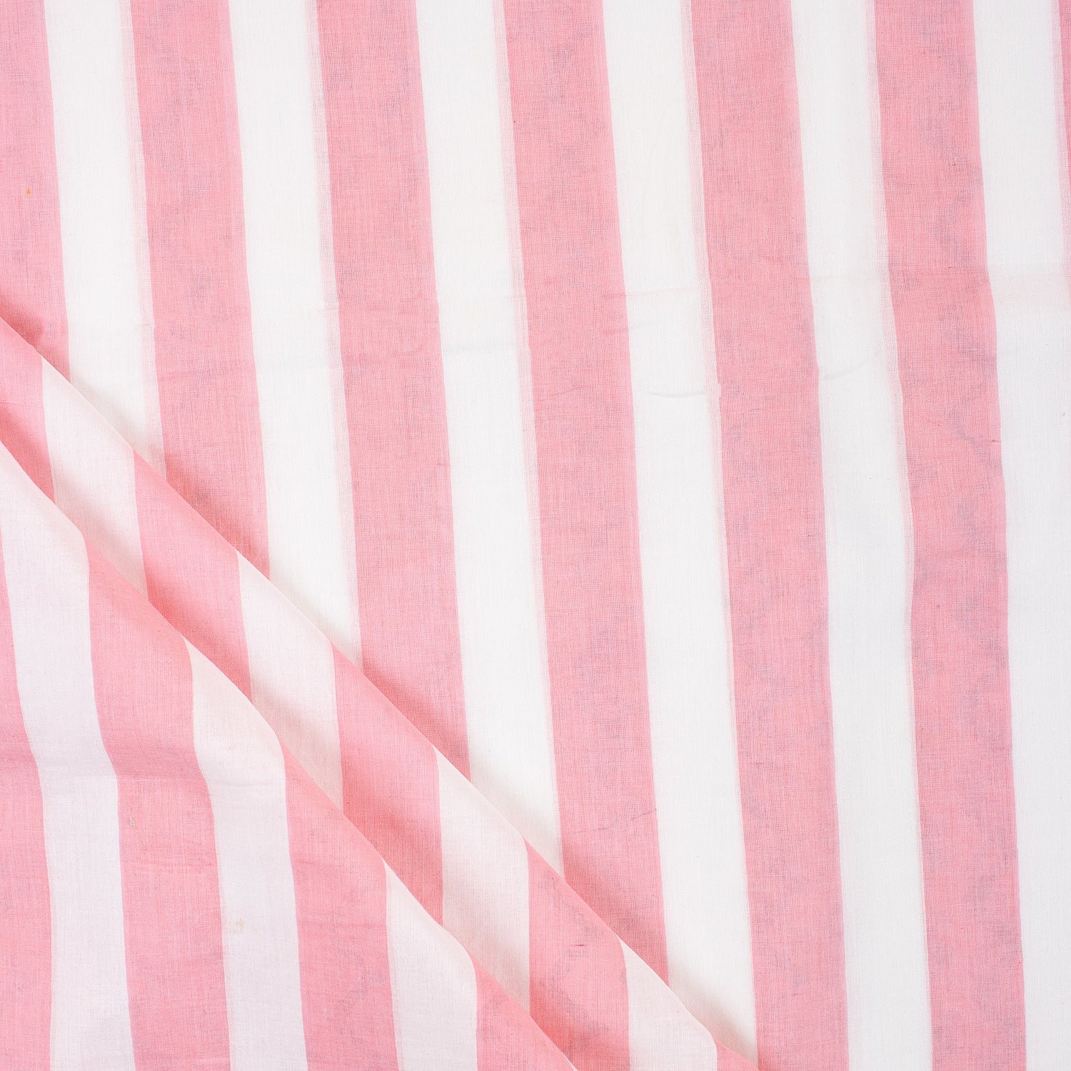 Indian Pink Stripe Hand Block Printed Running Fabric