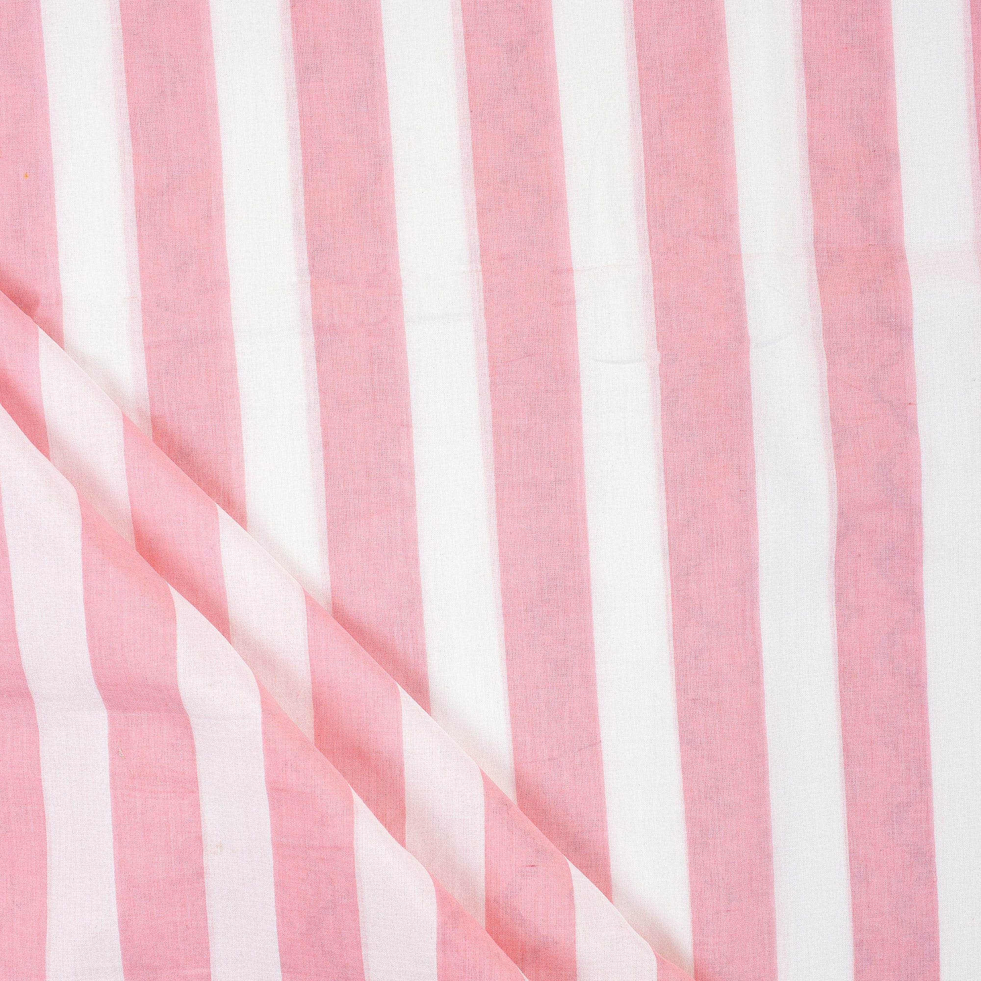 Indian Pink Stripe Hand Block Printed Running Fabric