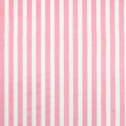 Indian Pink Stripe Hand Block Printed Running Fabric