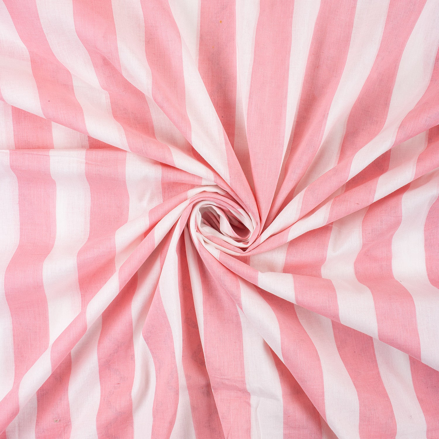 Indian Pink Stripe Hand Block Printed Running Fabric