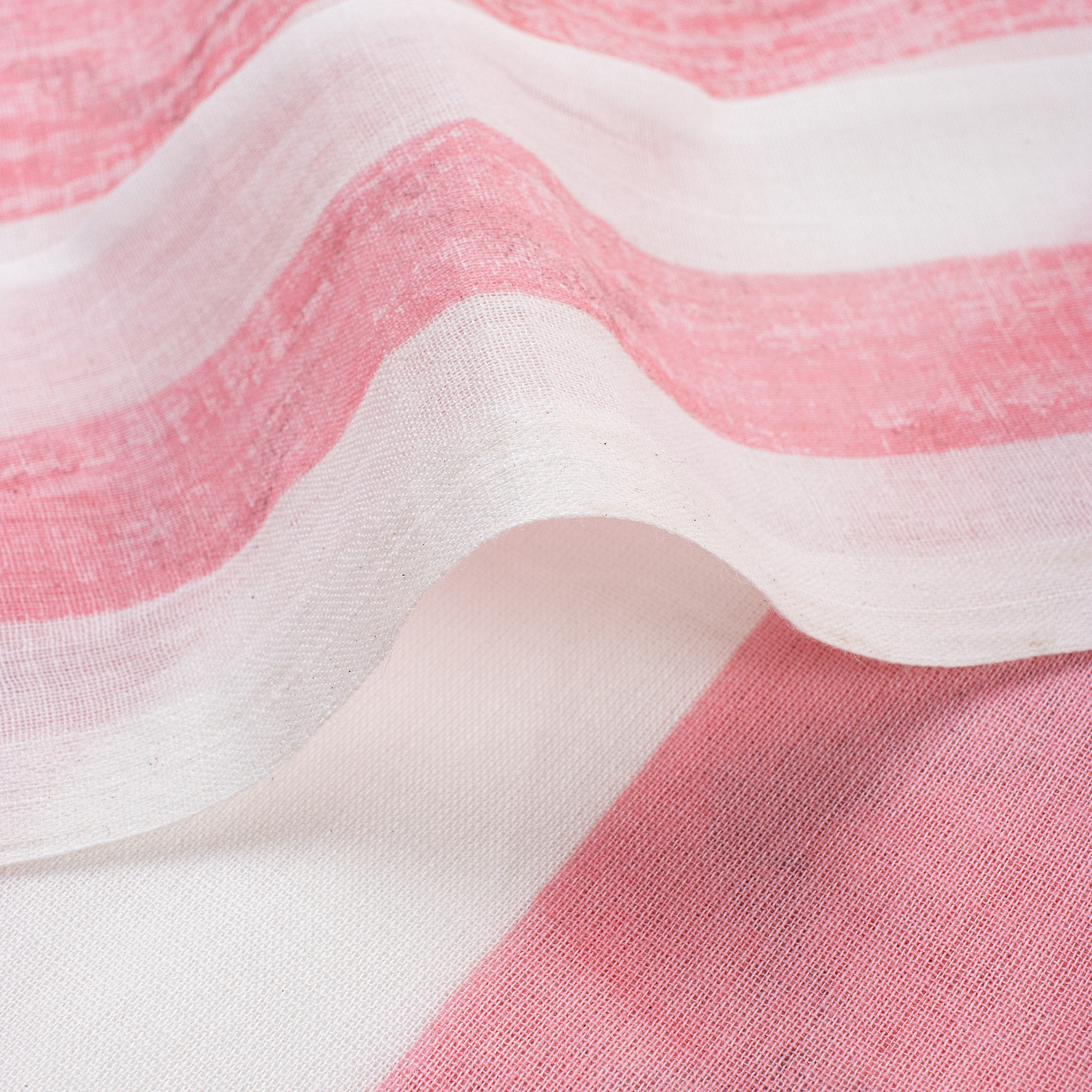 Indian Pink Stripe Hand Block Printed Running Fabric