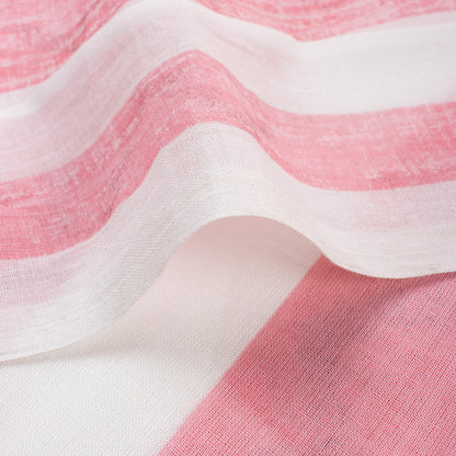 Indian Pink Stripe Hand Block Printed Running Fabric