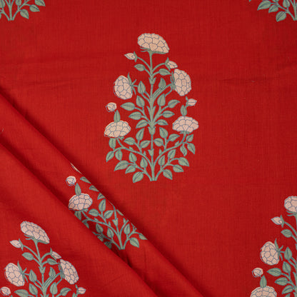 Premium Red Boota Hand Block Printed Fabric