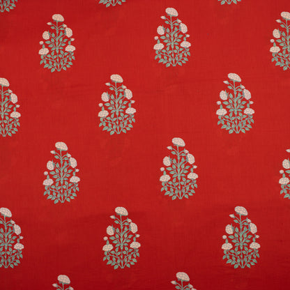 Premium Red Boota Hand Block Printed Fabric