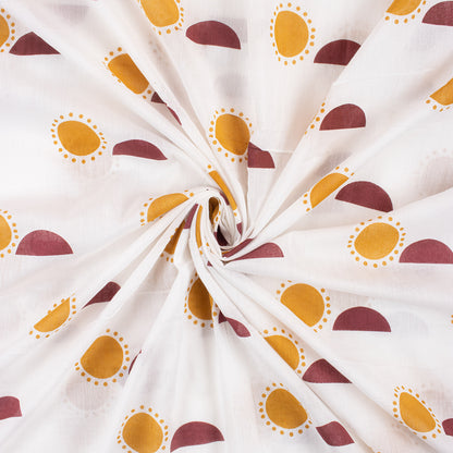 Sun Hand Block Printed Cotton Fabric by Yard