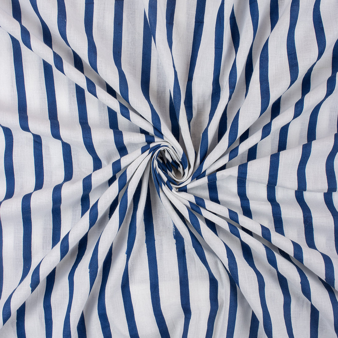 Blue Striped Pure Cotton Indian Fabric