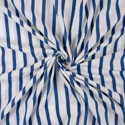 Blue Striped Pure Cotton Indian Fabric