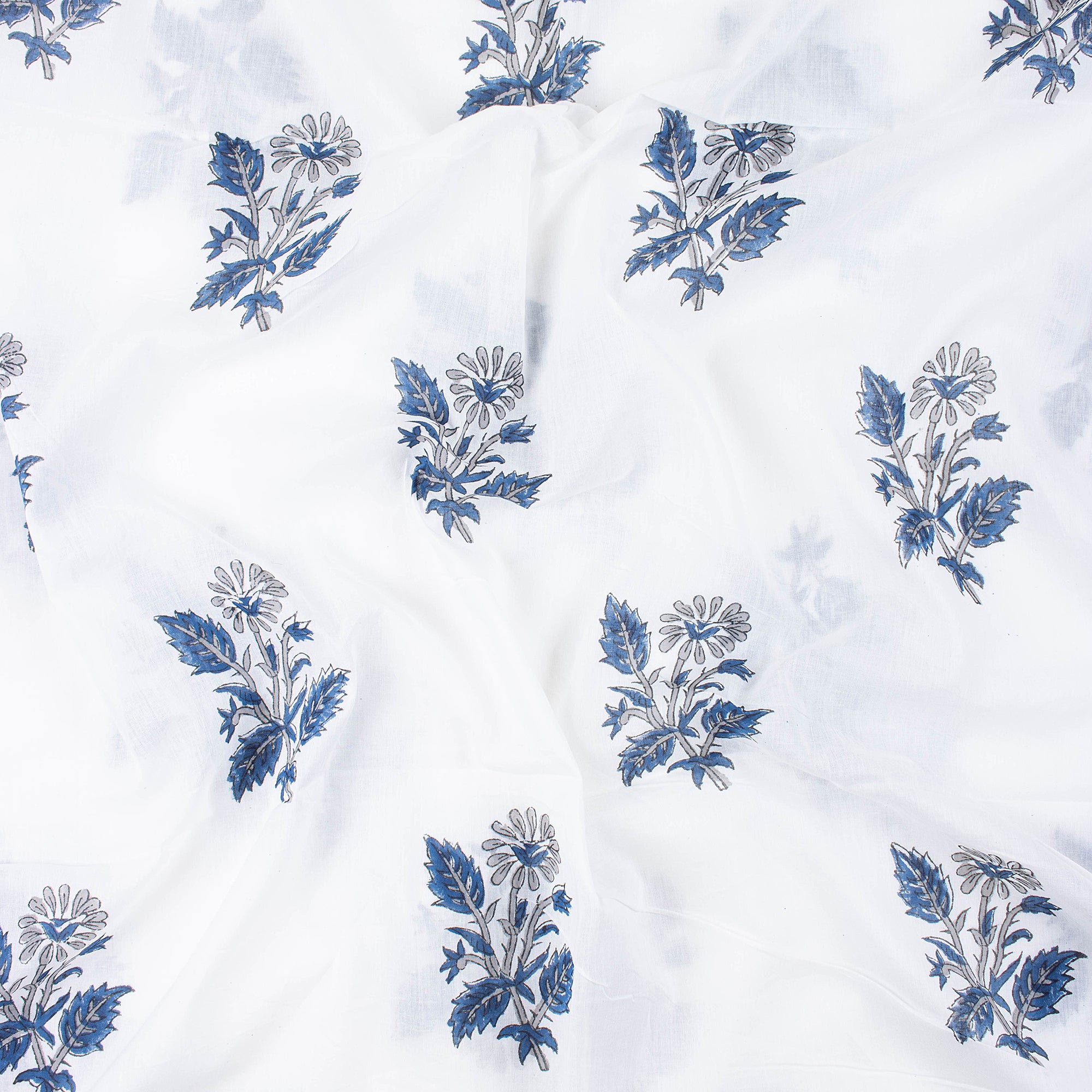 Hand Block Soft Silk Floral Printed Cotton Fabric