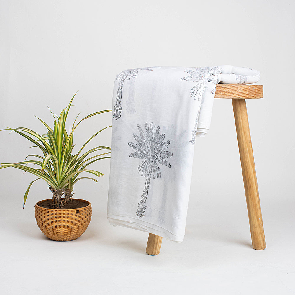 Organic Cotton Fabric Natural Date Palm Printed