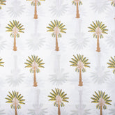 Organic Cotton Fabric Natural Green Palm Tree Print