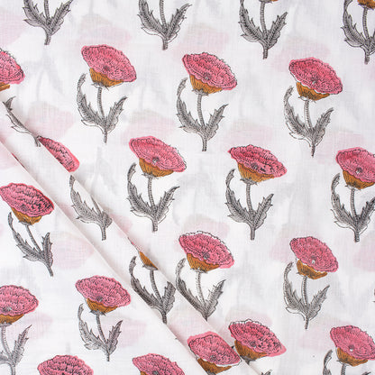 Premium Hand Block Printed Floral Cotton Fabric